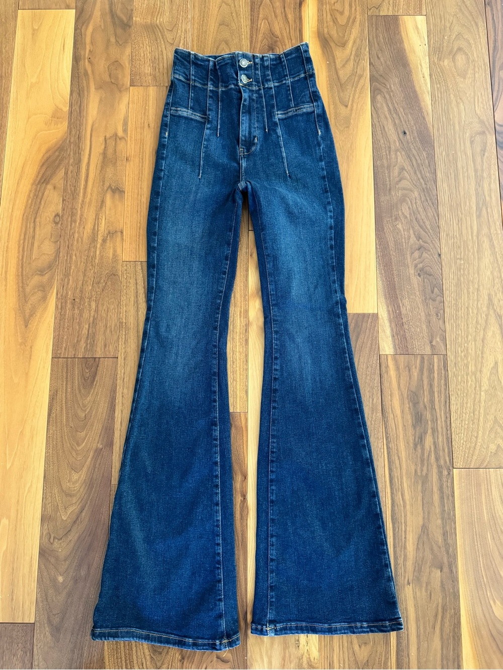 Free People Dark Blue High-Waist Flare Jeans - Picture 12 of 15